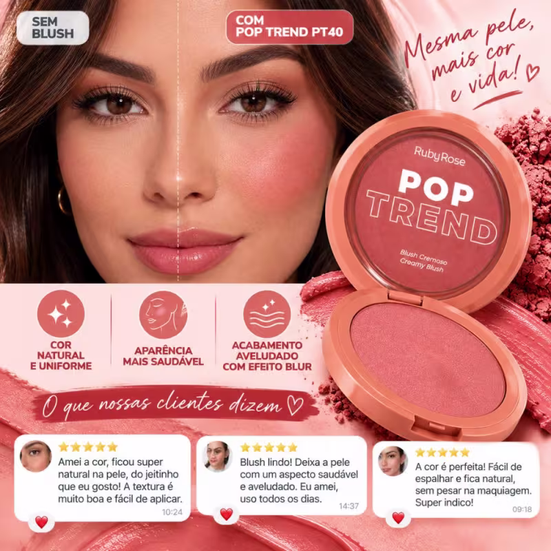 Blush Cremoso Ruby Rose Pop Trend Pt40 Hb-m17-4