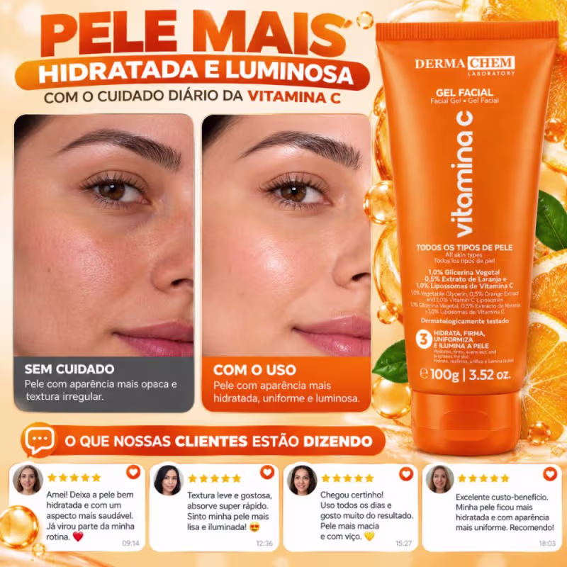 Gel Facial Dermachem Vitamina C Todos Os Tipos De Pele 100g