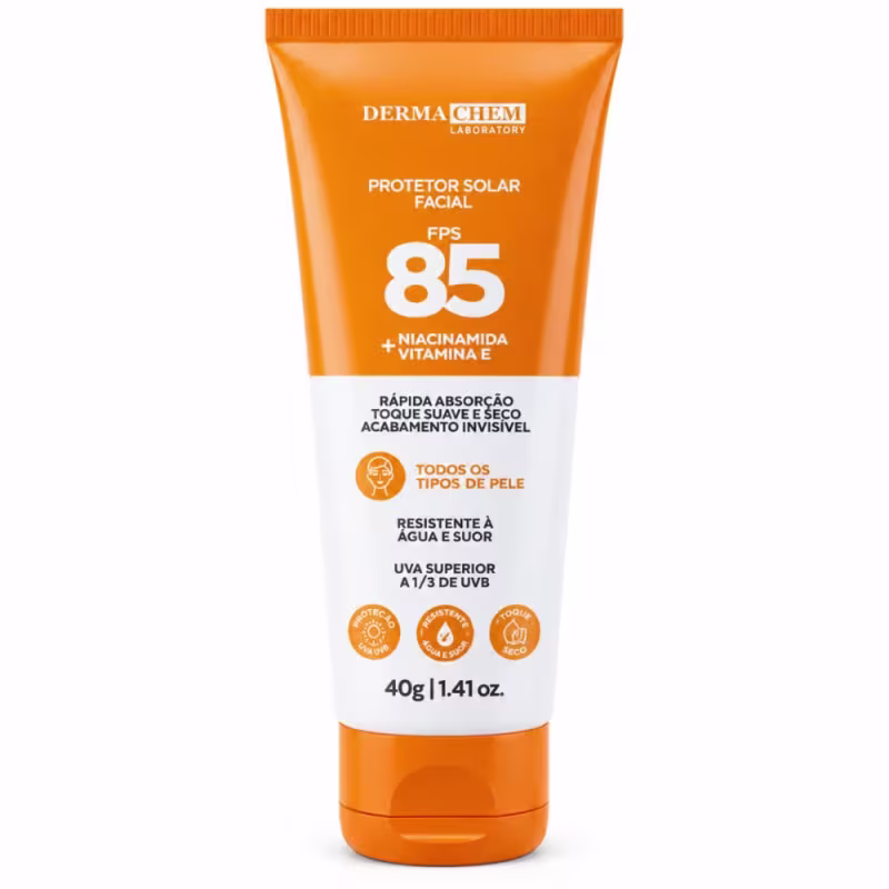 Protetor Solar Facial Dermachem Fps 85 Niacinamida+Vitamina E 40g