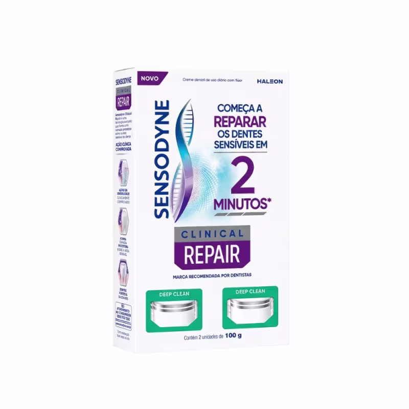 Kit Sensodyne Clinical Repair Deep Clean Creme Dental Com 2 Unidades De 100g Cada