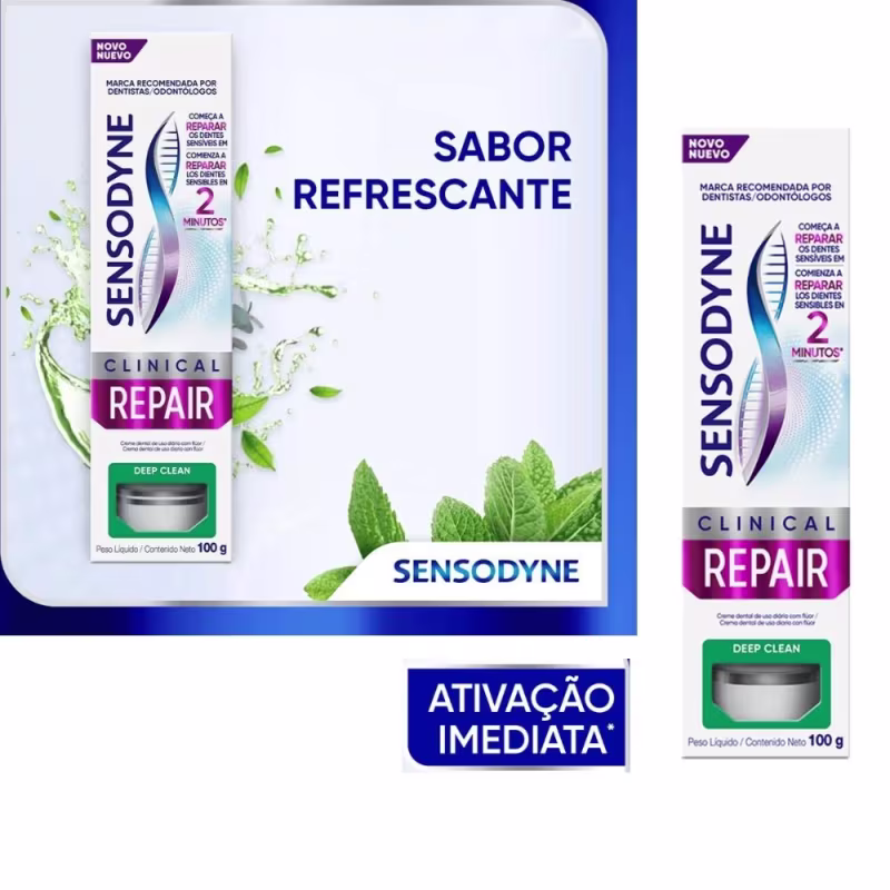 Kit Sensodyne Clinical Repair Deep Clean Creme Dental Com 2 Unidades De 100g Cada