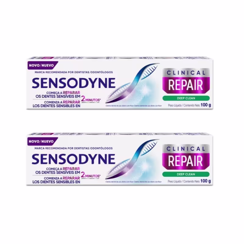 Kit Sensodyne Clinical Repair Deep Clean Creme Dental Com 2 Unidades De 100g Cada