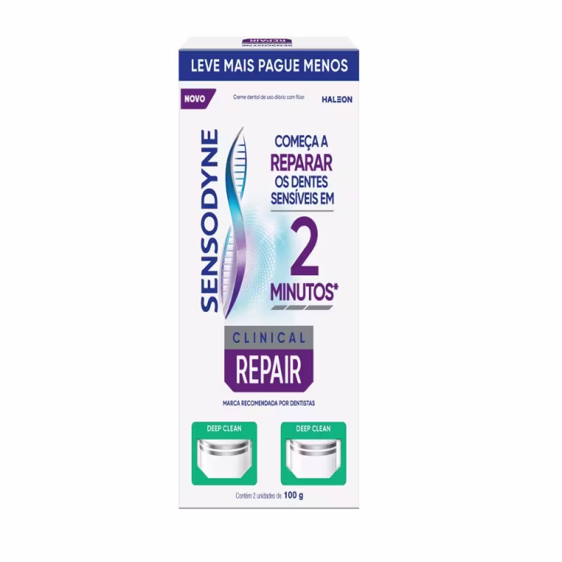 Kit Sensodyne Clinical Repair Deep Clean Creme Dental Com 2 Unidades De 100g Cada