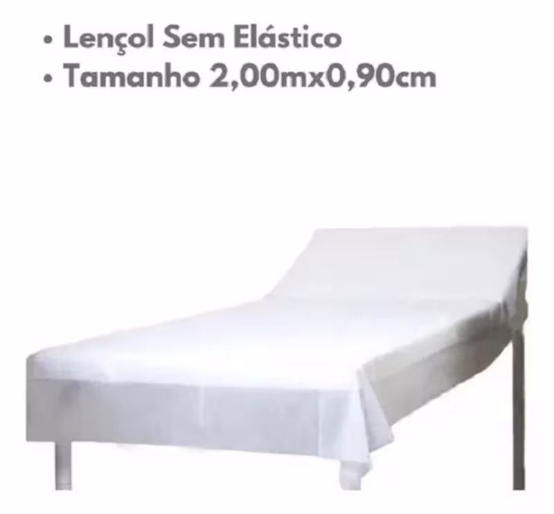 Lençol Descartável  S/ Elástico 2,00x0,90 - 10 Unid Branco