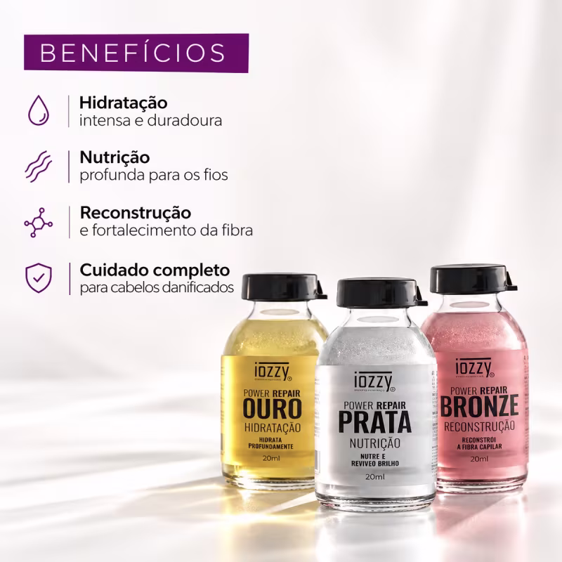 Kit 3x  Ampolas Cronograma Capilar  Hidratação Nutrição 60ml