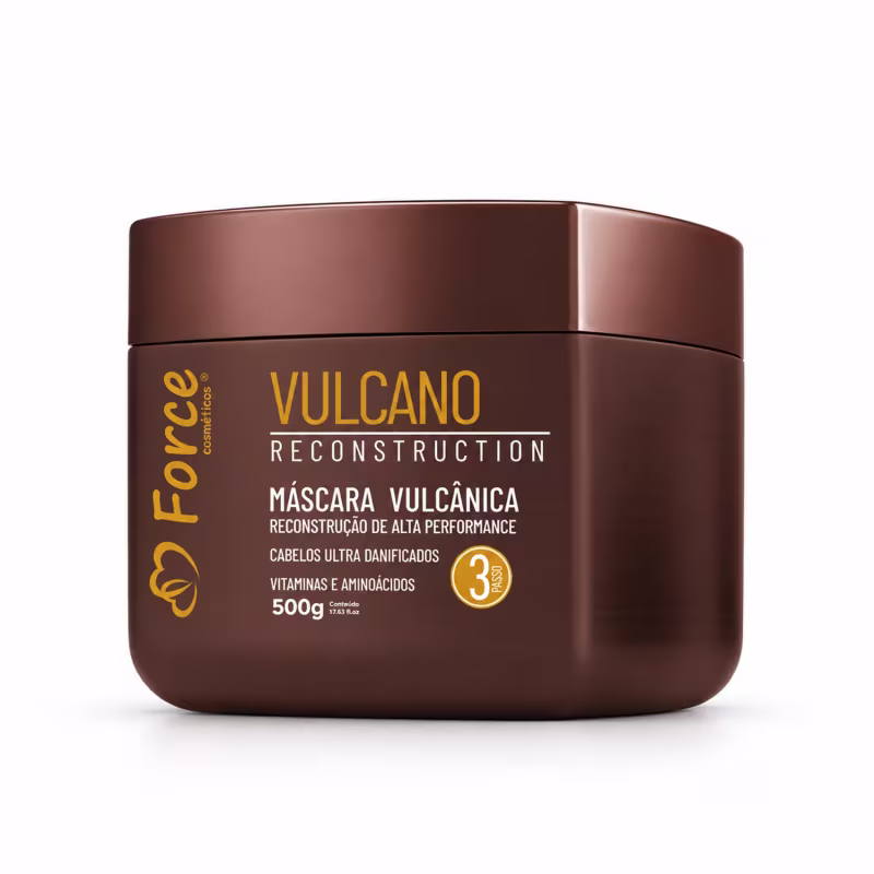 Kit de Reconstrução & Cauterização Capilar Profissional Vulcano 4 Passos - Force Cosméticos