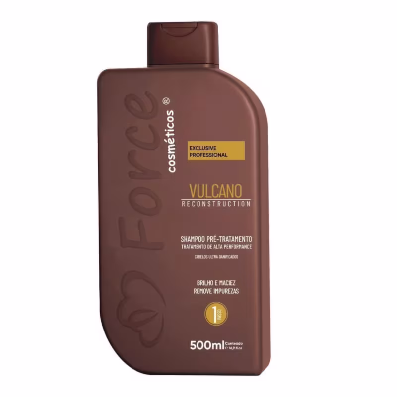 Kit de Reconstrução & Cauterização Capilar Profissional Vulcano 4 Passos - Force Cosméticos