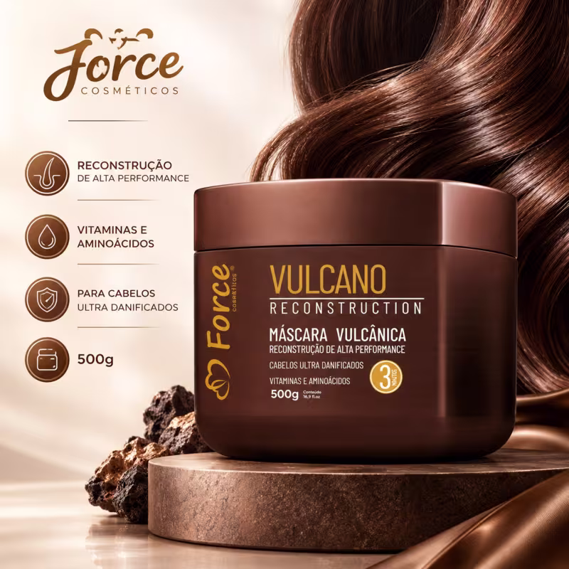 Máscara De Reconstrução Capilar Vulcano Force -  Para Cabelos Danificados 500g