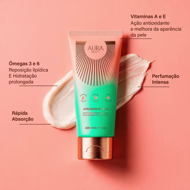 Body Lotion Afrodite Petals Aura Beauty Jade Picon Loção Hidratante 200ml