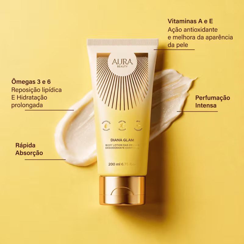 Body Lotion Diana Glam Aura Beauty Jade Picon Loção Hidratante 200ml