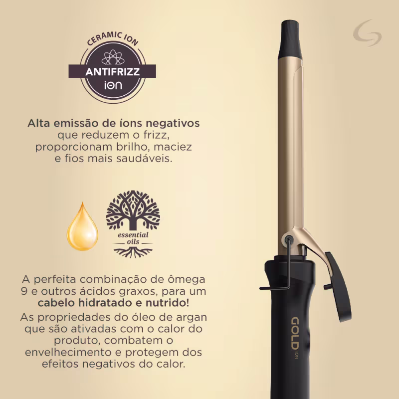 Modelador de Cachos GA.MA Gold Ion 19MM Bivolt