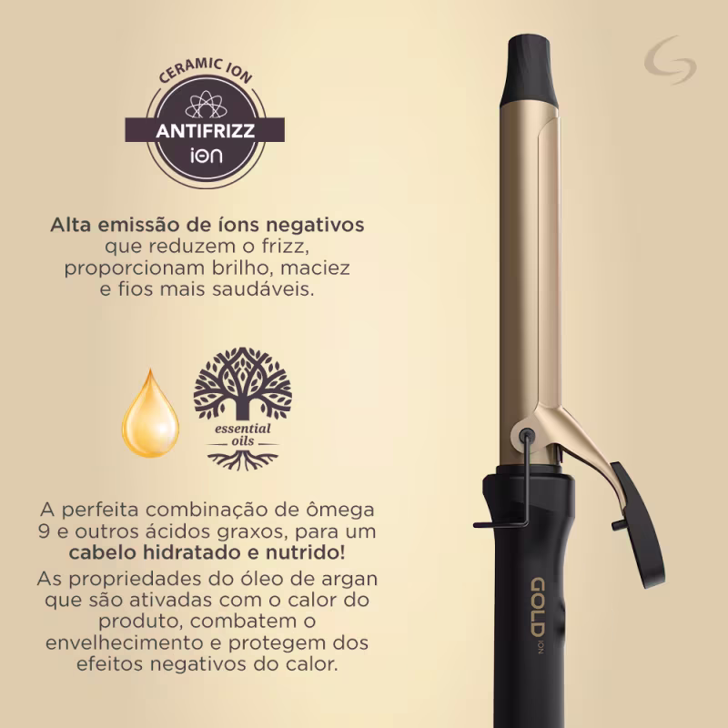Modelador de Cachos GA.MA Gold Ion 25MM Bivolt