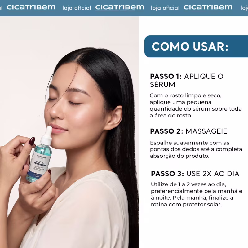 Sérum Facial GHK-Cu 30ml Cicatribem com Peptídeo de Cobre, Ácido Hialurônico, Pantenol e Vitamina E - Firmeza, Densidade e Hidratação