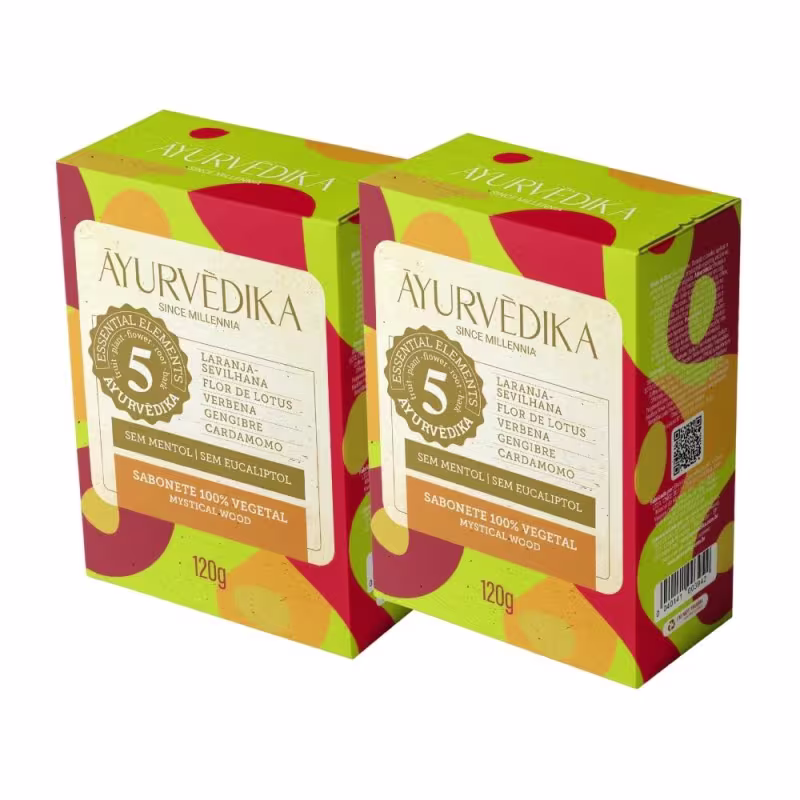 Kit 8 Sabonetes Barra 100% Vegetais Mystical Wood Ayurvédika