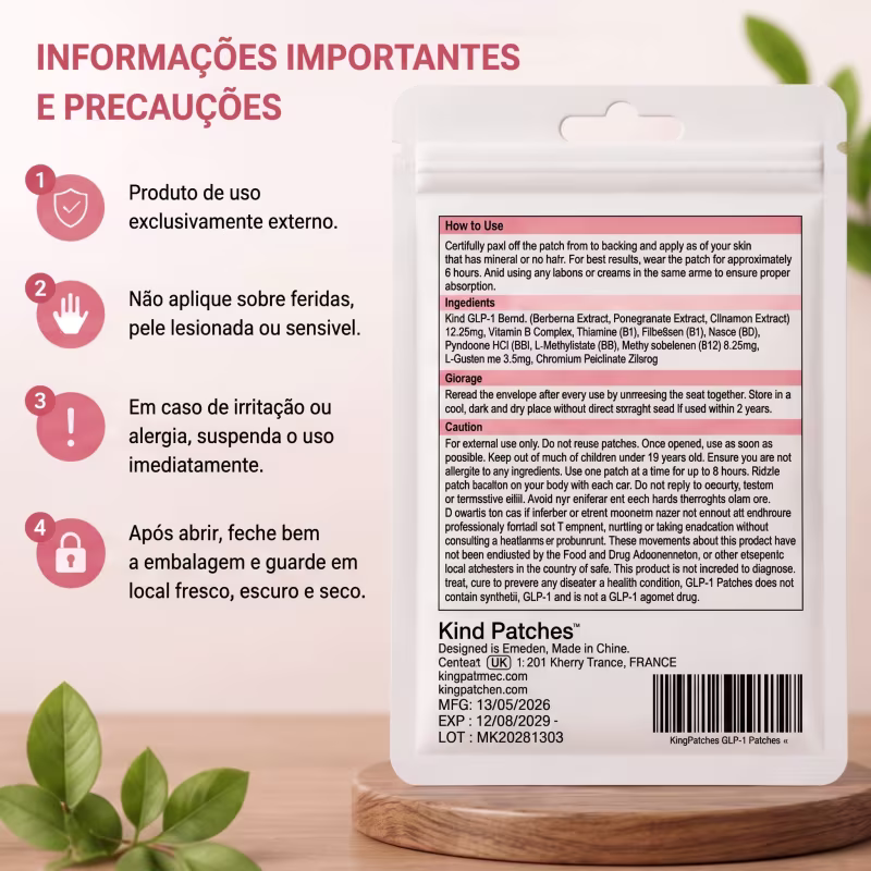 Kind Patches GLP-1 Berberine Patches – 30 Adesivos para Controle do Apetite e Suporte ao Emagrecimento