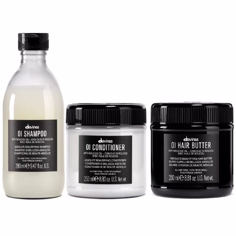 Kit Davines OI Shampoo 280ml + Condicionador 250ml + Hair Butter 250ml