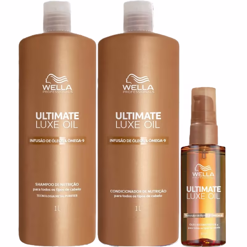 Kit Wella Ultimate Luxe Oil - Shampoo & Condicionador 1L + Óleo 100ml