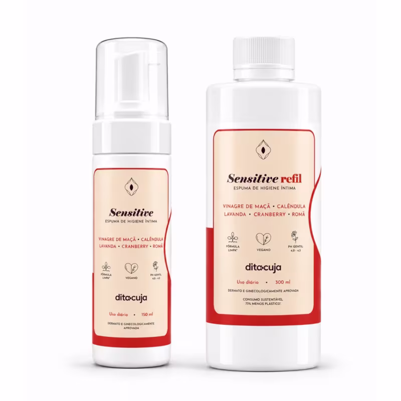 Kit Espuma Íntima Sensitive 150mL e Refil 300mL Dita Cuja
