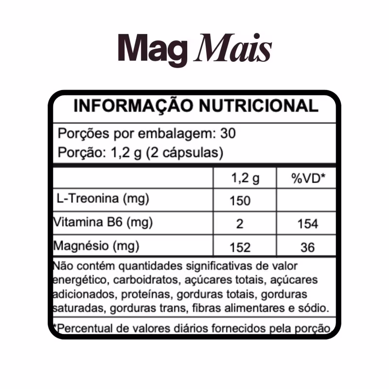 MagMais Dita Cuja 60 Cápsulas, Magnésio Sono Relaxamento Energia