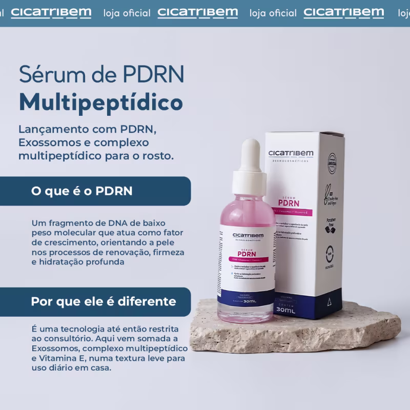 Sérum Facial PDRN 30ml Cicatribem com Exossomos, Multipeptídeos, Niacinamida e Ácido Hialurônico - Firmeza, Hidratação e Uniformidade