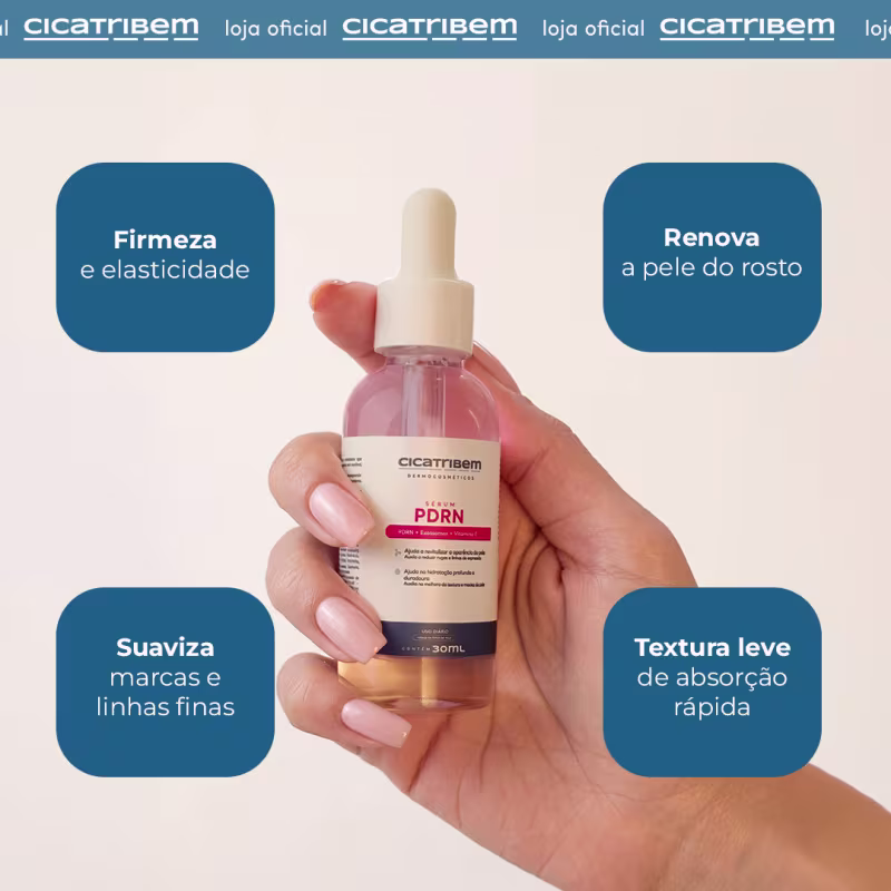 Sérum Facial PDRN 30ml Cicatribem com Exossomos, Multipeptídeos, Niacinamida e Ácido Hialurônico - Firmeza, Hidratação e Uniformidade