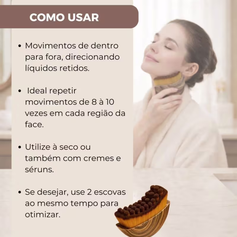 Kit 2 Escovas Contorno Facial Drenagem Linfática  Inchaço