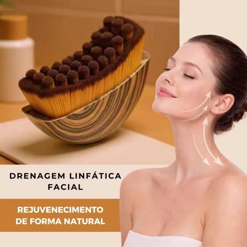 Kit 2 Escovas Contorno Facial Drenagem Linfática  Inchaço