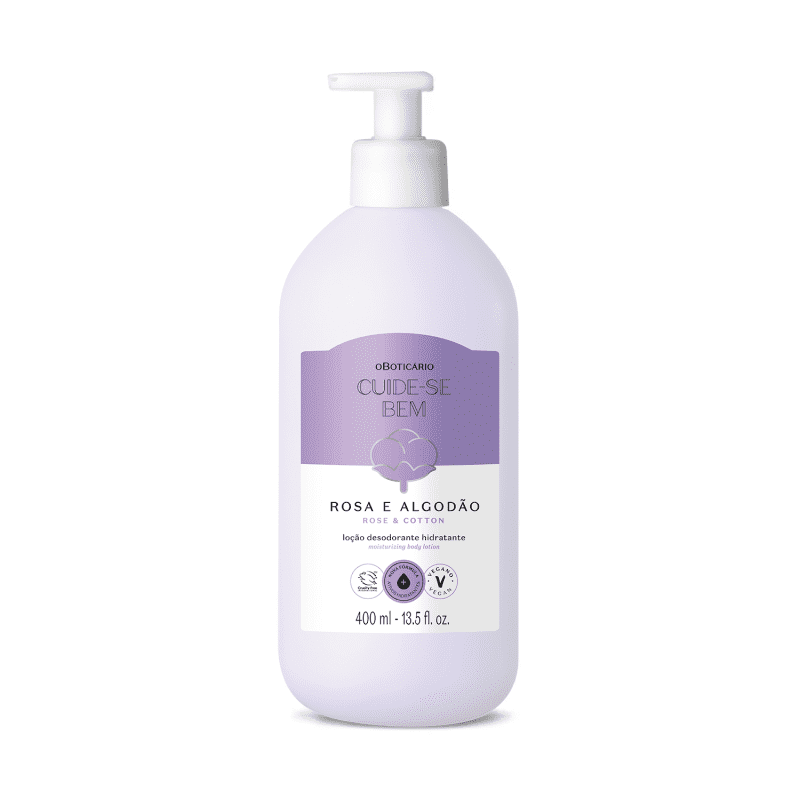 Loção Hidratante Desodorante Corporal Cuide-se Bem Rosa e Algodão 400ml