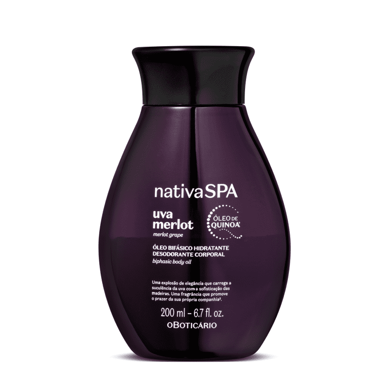 Nativa Spa o Boticário Uva Merlot – Óleo Bifásico Hidratante Desodorante Corporal 200ml