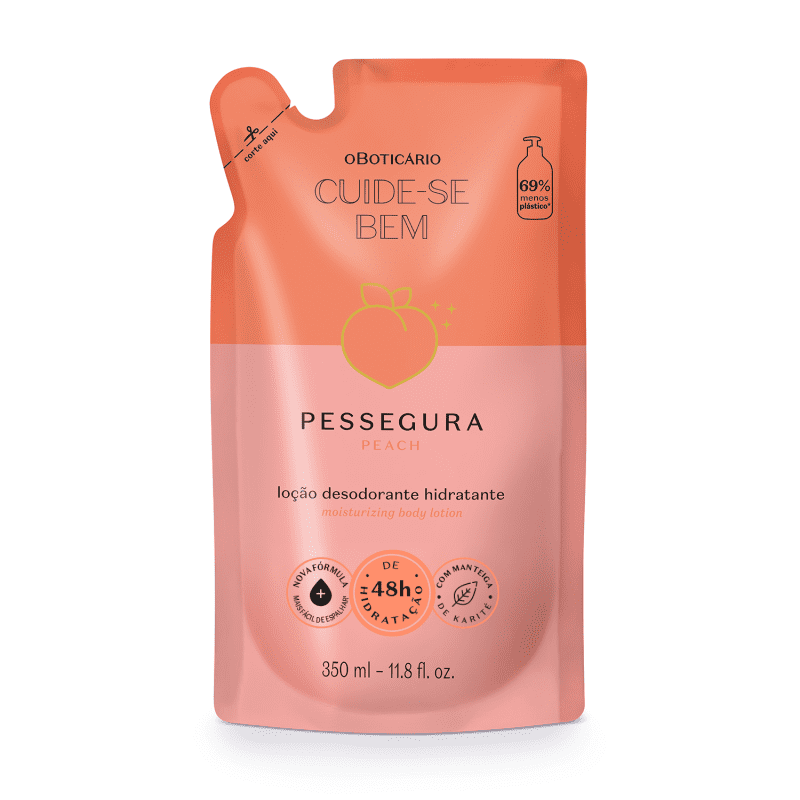 Refil Loção Desodorante Hidratante Corporal Cuide-se Bem Pessegura 350ml