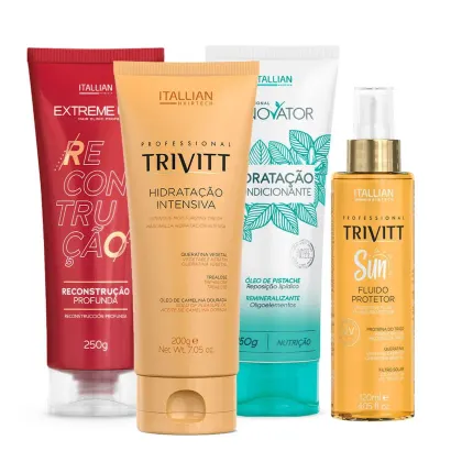 Kit Itallian Hairtech Cronograma Capilar Sun Quarteto, 4 produtos.