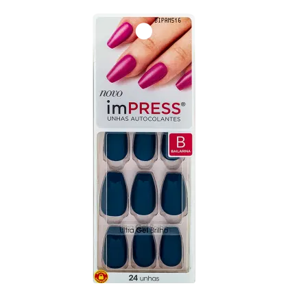 Imagem do produto Kiss New York imPRESS Média Bailarina Sapphire - Unhas Postiças Autocolantes (24 Unidades)