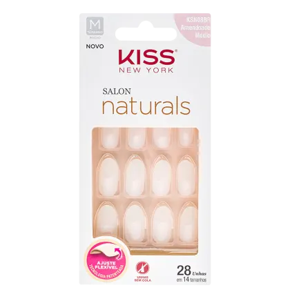 Imagem do produto Kiss New York Salon Naturals Amendoada Médio - Unhas Postiças (28 Unidades)