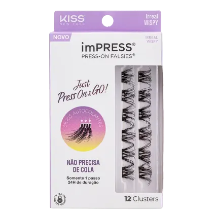 Cílios Postiços Kiss New York imPRESS Press-on Falsies Mini Wispy 10 Refil (12 Unidades).