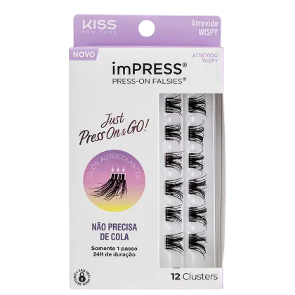 Cílios Postiços Kiss New York imPRESS Press-on Falsies Mini Wispy 12 Refil (12 Unidades).