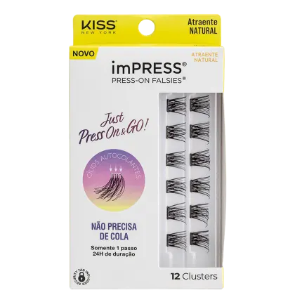 Cílios Postiços Kiss New York imPRESS Press-on Falsies Mini Natural 04 Refil (12 Unidades)