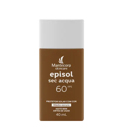 Protetor Solar Facial com Cor Mantecorp Episol Sec Acqua FPS60 Médio Escuro 40ml