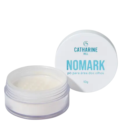 Embalagem branca circular contendo produto da marca Catharine Hill chamado Nomark, indicado para a área dos olhos, com 10g de conteúdo.