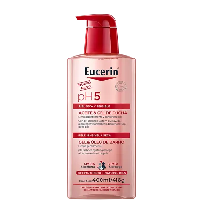 Gel e Óleo de Banho Eucerin Pele Seca e Sensível pH5, 400ml.