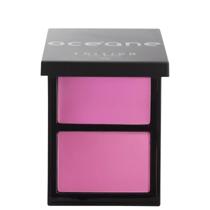 Paleta Océane contendo dois compartimentos de blush em tons de rosa, apresentando uma paleta compacta e elegante de maquiagem.