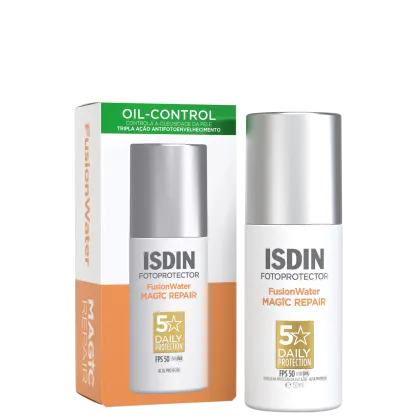 Protetor Solar Fusion Water Magic Repair FPS 50, da marca ISDIN.