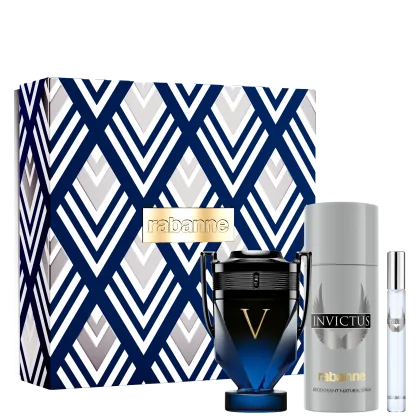 Imagem do produto Conjunto Invictus Victory Elixir Rabanne Masculino - Perfume Parfum Intense 100ml + Desodorante 150ml + Travel Size 10ml