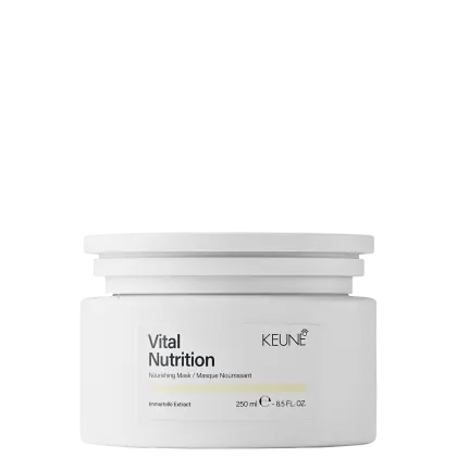 Embalagem branca de máscara nutritiva da linha Vital Nutrition da Keune, com 250 ml.