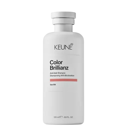 Frasco branco da linha Color Brillianz da Keune, com rótulo preto destacando o nome do produto.