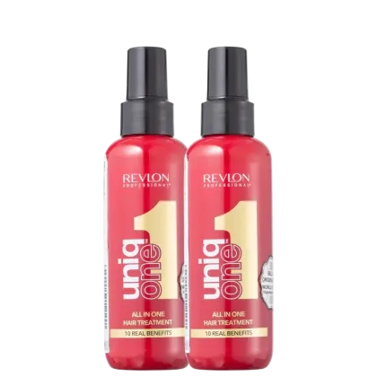 Kit com duas unidades de leave-ins Uniq One, da marca Revlon Professional.