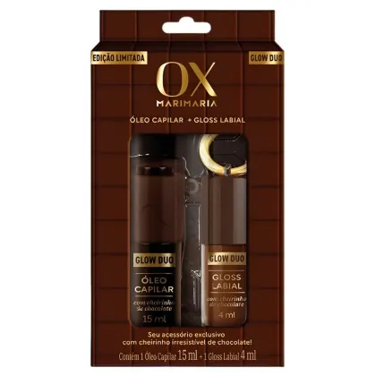 Imagem do produto Kit Ox Mari Maria Glow Duo Chocolate Com Chaveiro: Óleo Capilar e Gloss Labial