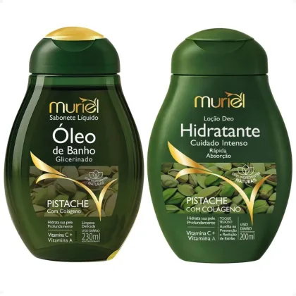 Imagem do produto Kit Muriel Pistache Com Colágeno: Sabonete Óleo De Banho 230ml e Loção Deo Hidratante 200ml