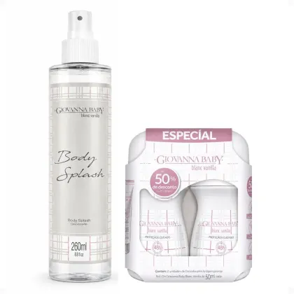 Imagem do produto Kit Giovanna Baby Blanc Vanilla: Body Splash 260ml e 2 Desodorantes Roll-On 50ml
