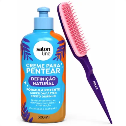 Imagem do produto Kit Finalização De Cachos: Creme Para Pentear Salon Line Definição Natural 300ml e Pente Fitagem Ricca