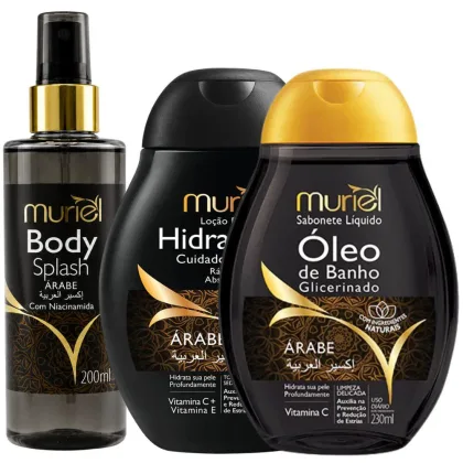 Imagem do produto Kit Completo Muriel Árabe: Loção Hidratante, Body Splash Com Niacinamida 200ml e Óleo De Banho 230ml